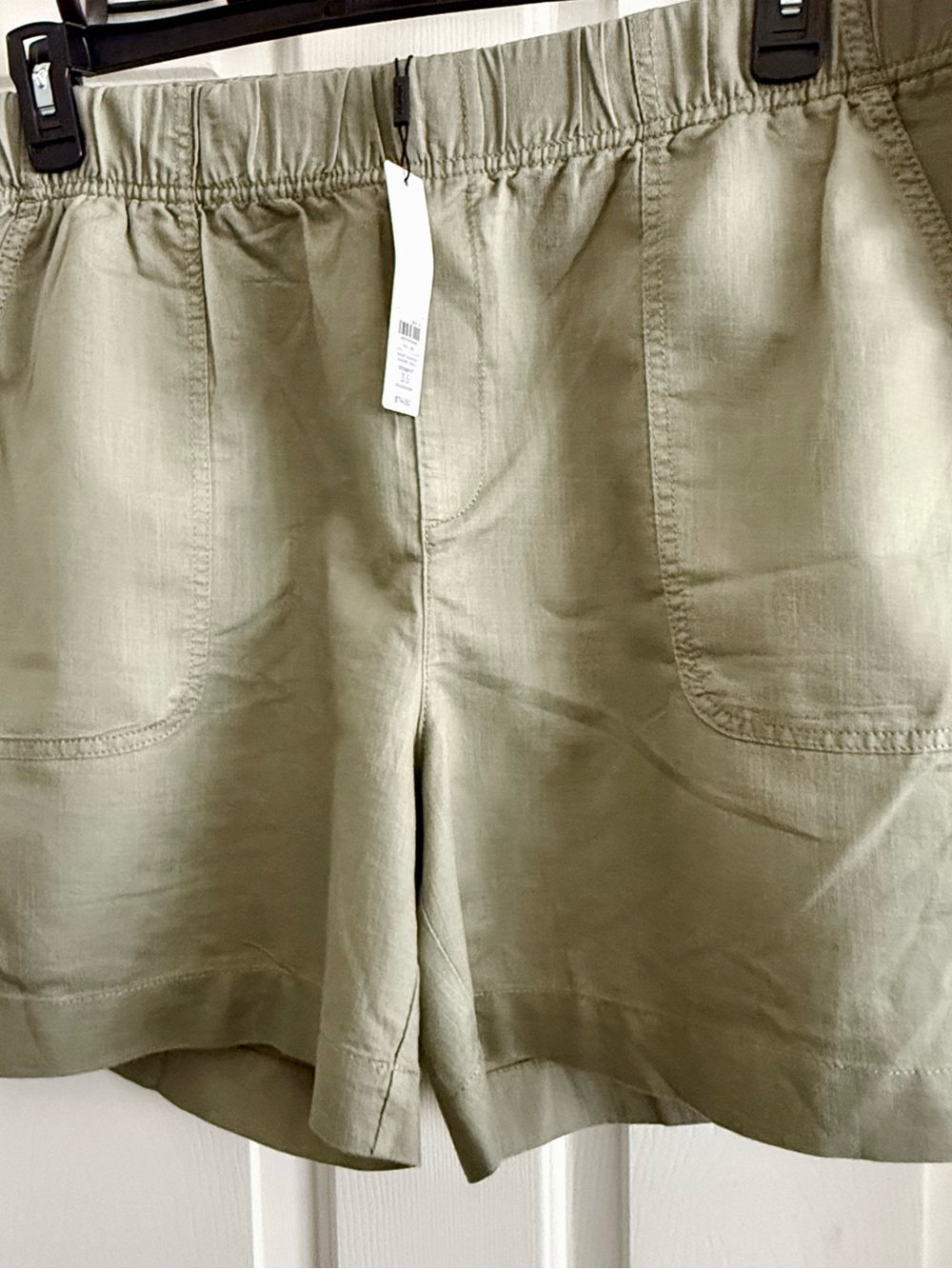 Linen Pull On Shorts Sage